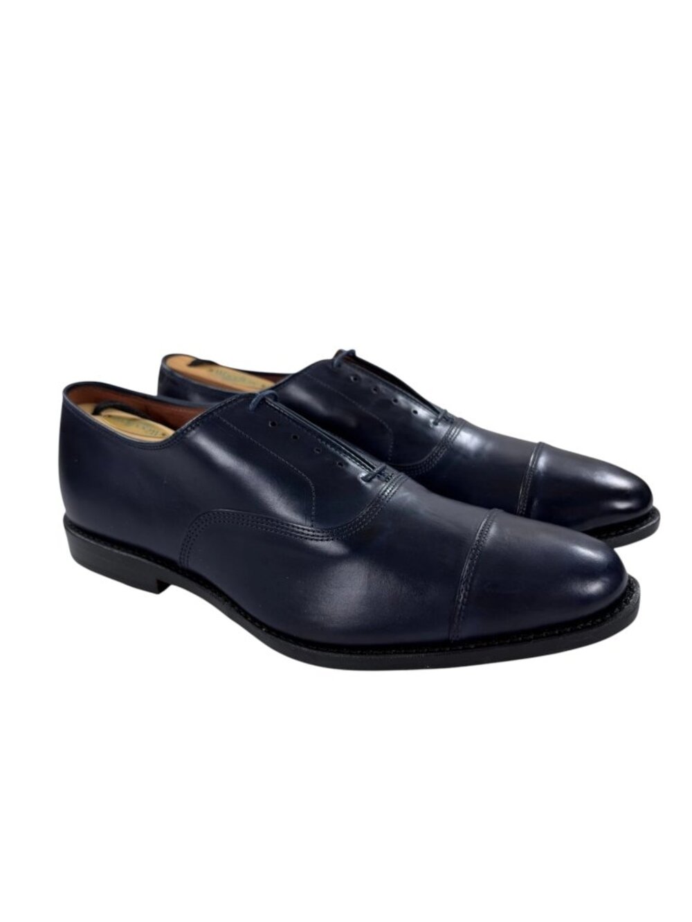 Allen Edmonds Park Avenue Cap-toe Oxford Dress Shoes Mens Size 11 D Navy NEW - Picture 2 of 10